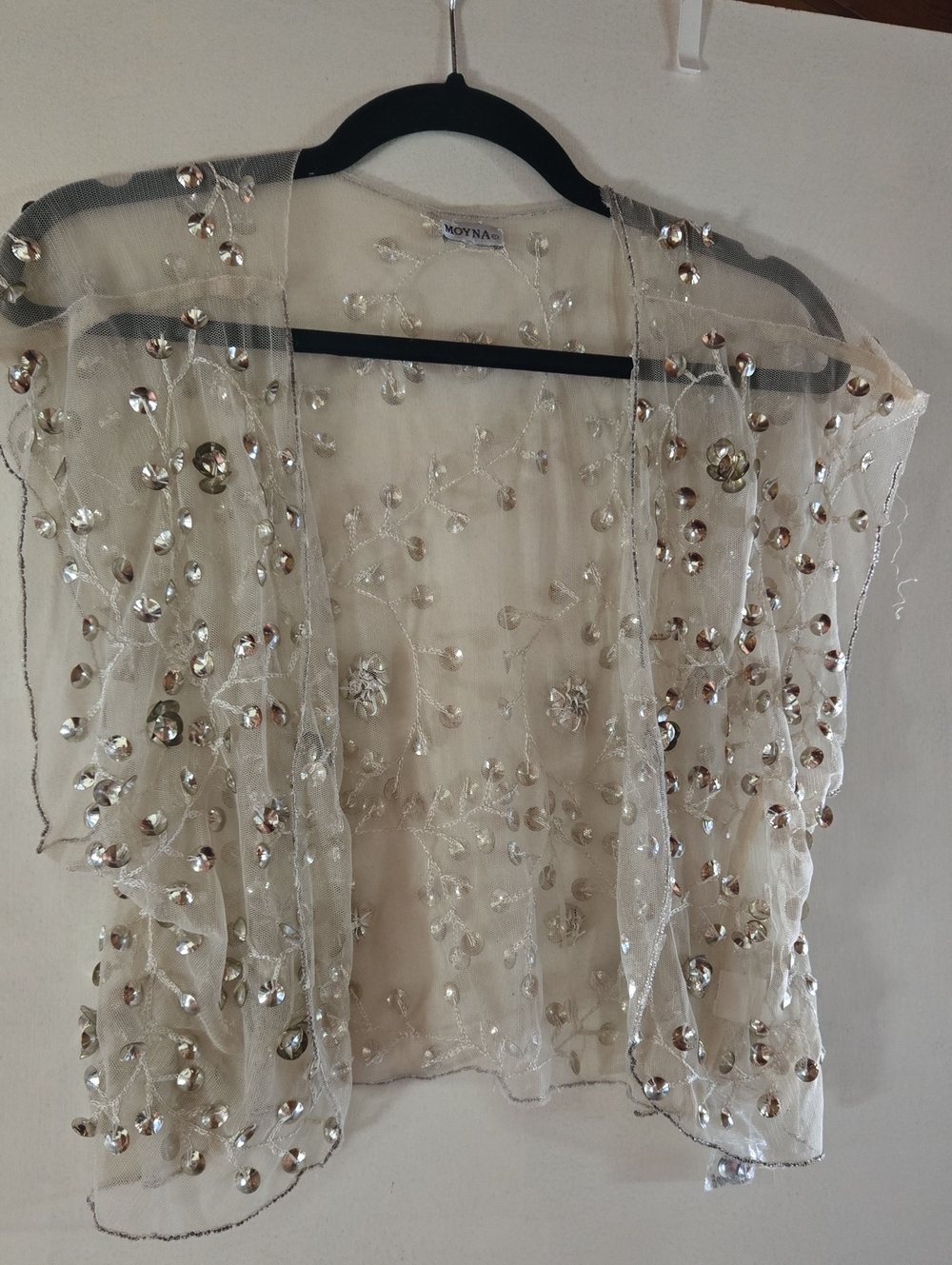 MOYNA Beaded Sheer Bolero with Sequins